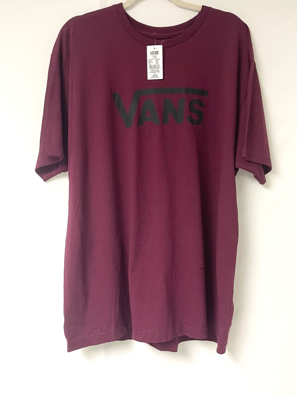 Vans Short Sleeve Crewneck Tee in Burgundy with Black Logo